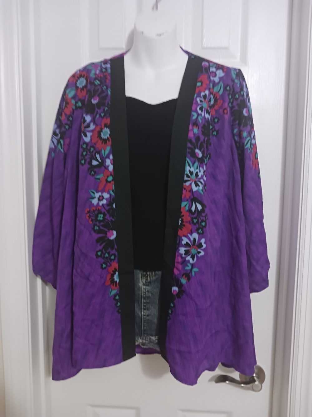 Bob Mackie Wearable Art Purple Open Front Top Large Artsy